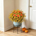 Hrobek Artificial Mums for Outdoors Planter Silk Fake Flower for Fall Decor | 12 Bunches,Orange Yellow,UV Resistant,Look Real,Faux Dahlia Plants Outside for Front Door Porch,Patio,Yard,Home Decoration