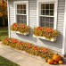 Hrobek Artificial Mums for Outdoors Planter Silk Fake Flower for Fall Decor | 12 Bunches,Orange Yellow,UV Resistant,Look Real,Faux Dahlia Plants Outside for Front Door Porch,Patio,Yard,Home Decoration