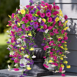 Artificial Hanging Petunias Flowers for Outdoor, 8pcs Fake Plants Long Vine Morning Glory Eucalyptus, UV Resistant Realistic Faux Greenery Outside Patio Porch Garden Spring Summer Decor, Mix Color Artificial Hanging Petunias Flowers for Outdoor, 8pcs Fake Plants Long Vine Morning Glory Eucalyptus, UV Resistant Realistic Faux Greenery Outside Patio Porch Garden Spring Summer Decor, Mix Color